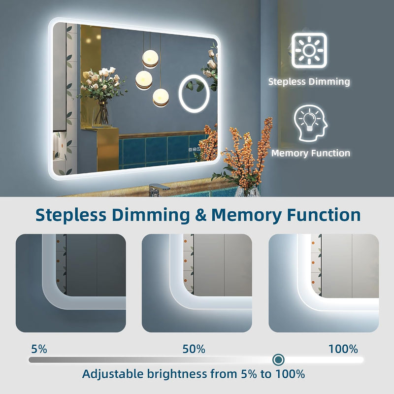 1000x700MM Bluetooth LED-Bathroom-Mirror-With-Lights for Wall
