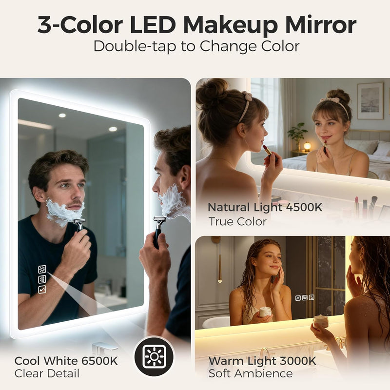 1000x700MM Bluetooth LED-Bathroom-Mirror-With-Lights for Wall