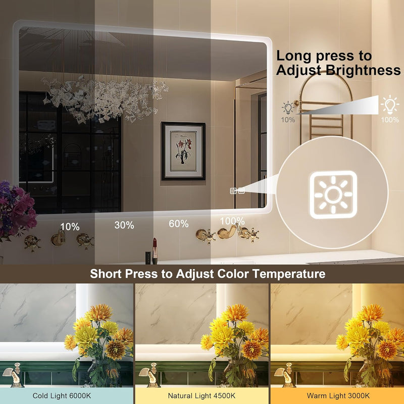 1000x700MM Bluetooth LED-Bathroom-Mirror-With-Lights for Wall