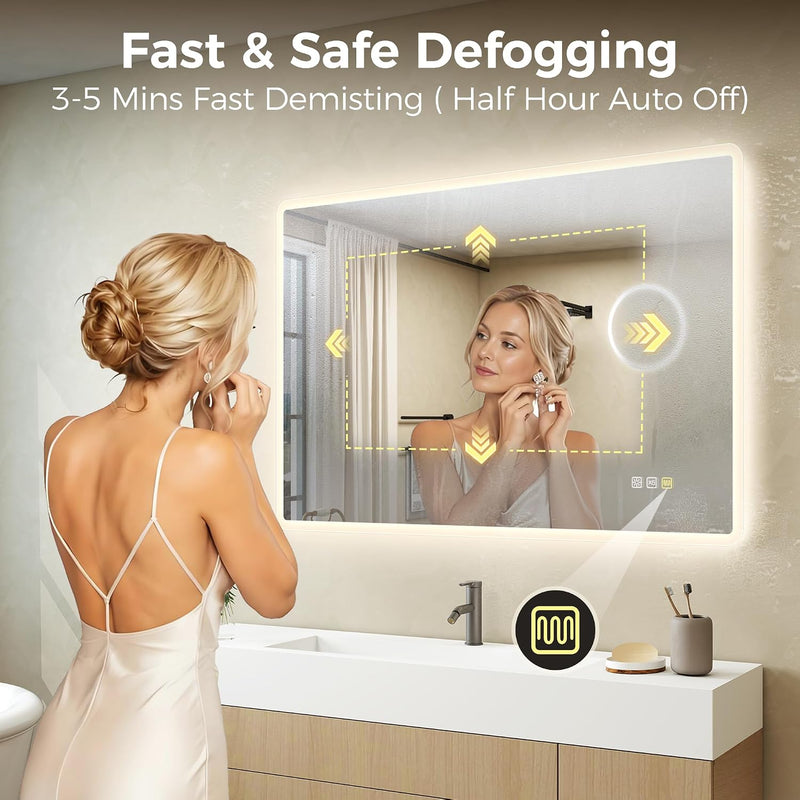 1000x700MM Bluetooth LED-Bathroom-Mirror-With-Lights for Wall