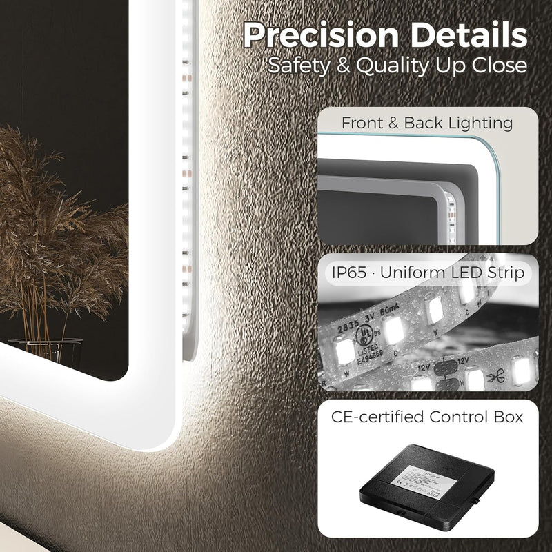 1000x700MM Bluetooth LED-Bathroom-Mirror-With-Lights for Wall