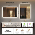 1000x700MM Bluetooth LED-Bathroom-Mirror-With-Lights for Wall