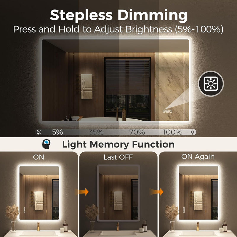 1000x700MM Bluetooth LED-Bathroom-Mirror-With-Lights for Wall