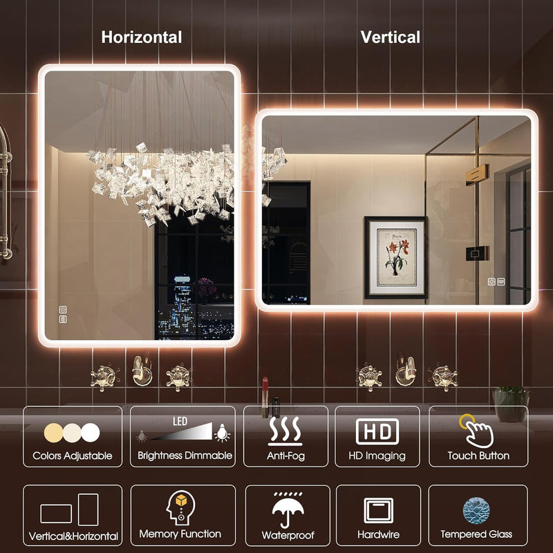 1000x700MM Bluetooth LED-Bathroom-Mirror-With-Lights for Wall