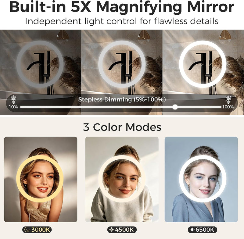 1000x700MM Bluetooth LED-Bathroom-Mirror-With-Lights for Wall