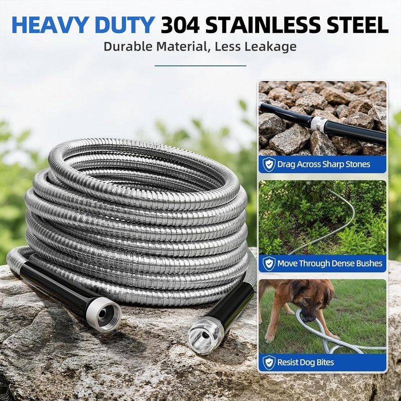 100FT 304 Stainless Steel Garden Hose Metal