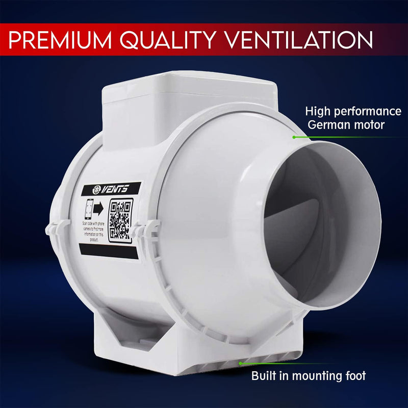 100MM Inline Bathroom Extractor Fan Kit with Timer