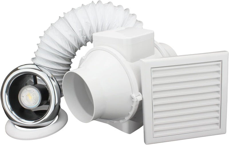 100MM Inline Bathroom Extractor Fan Kit with Timer