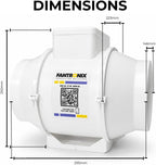 100MM Inline Bathroom Extractor Fan with Run-On