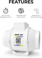 100MM Inline Bathroom Extractor Fan with Run-On