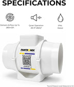 100MM Inline Bathroom Extractor Fan with Run-On