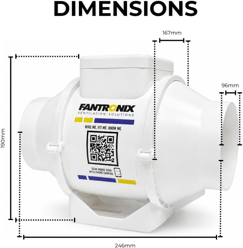 100MM Inline Bathroom Extractor Fan with Timer