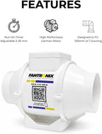 100MM Inline Bathroom Extractor Fan with Timer