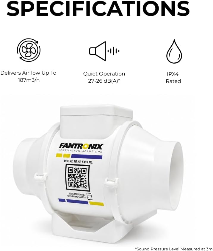 100MM Inline Bathroom Extractor Fan with Timer