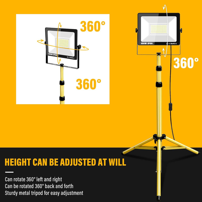 100W Tripod Stand LED Work Light Flexible Portable