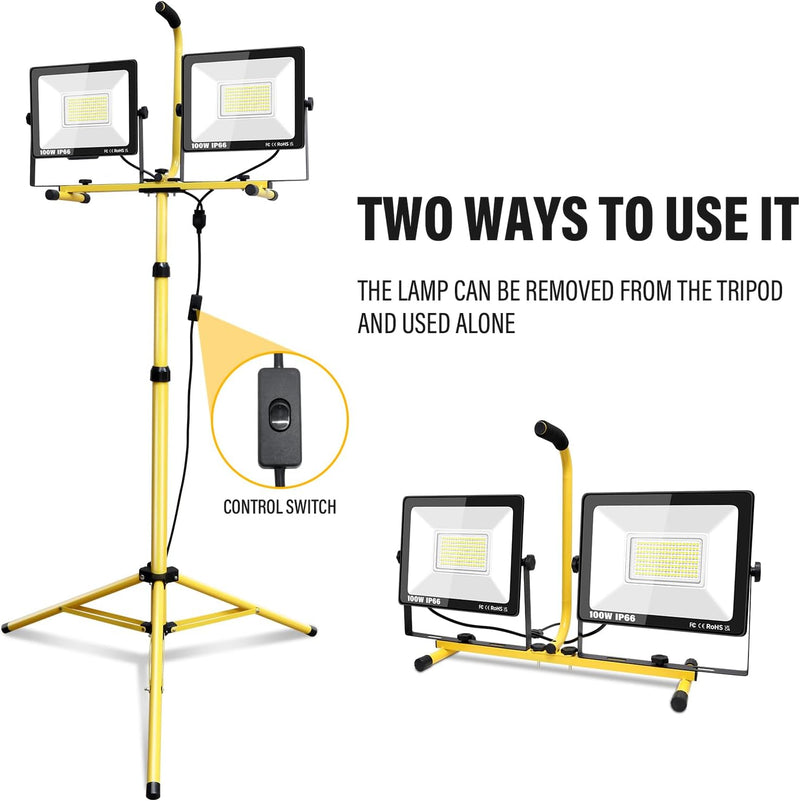 100W Tripod Stand LED Work Light Flexible Portable