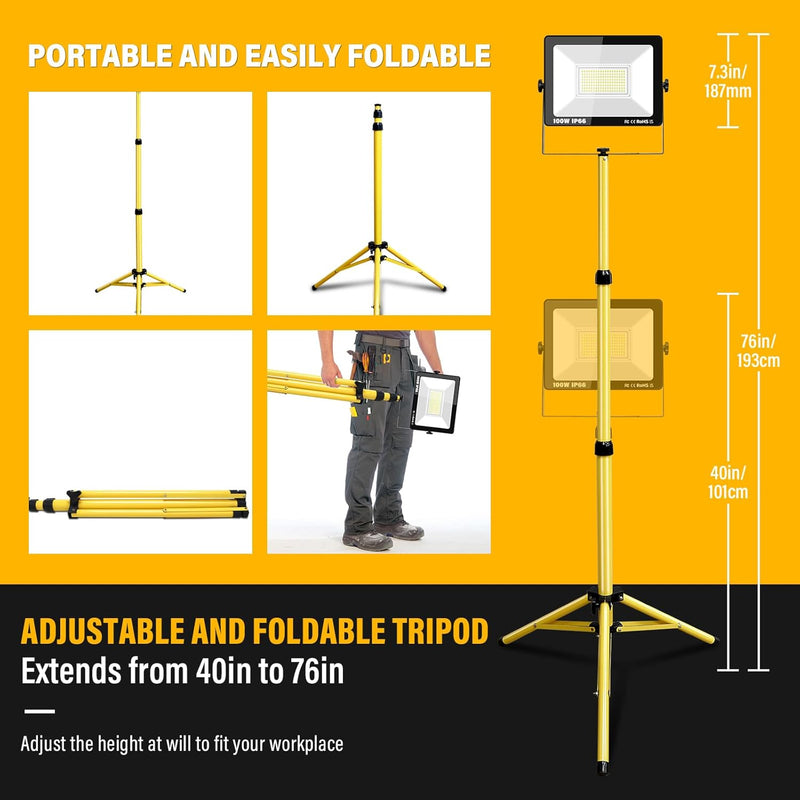 100W Tripod Stand LED Work Light Flexible Portable