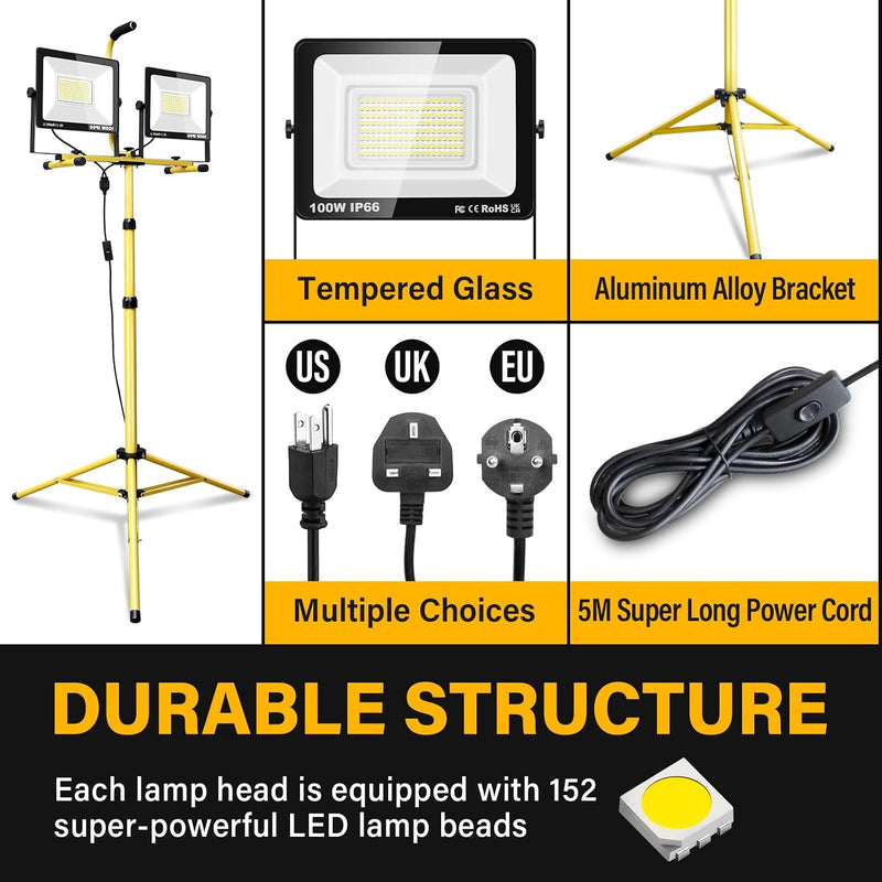 100W Tripod Stand LED Work Light Flexible Portable