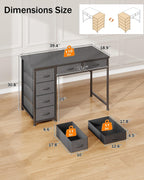 100x48CM Desk Small Computer with 6 Fabric