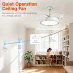 107CM Retratable Ceiling Fan with Lights Remote 6