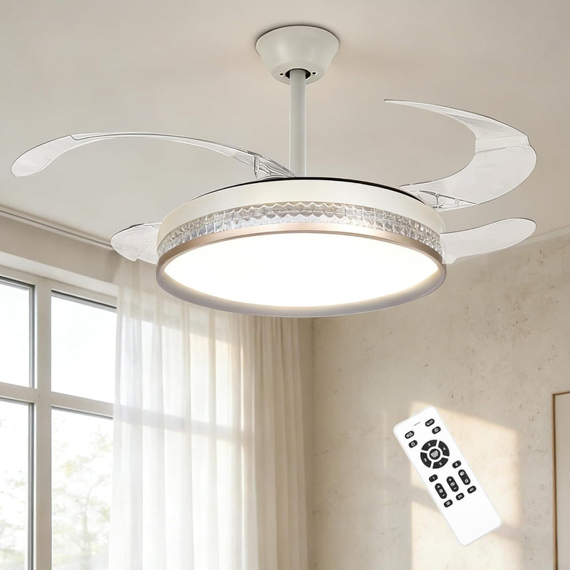 107CM Retratable Ceiling Fan with Lights Remote 6