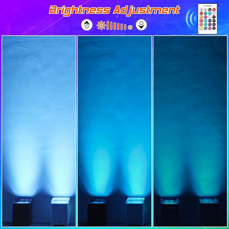 108W LED Par Uplighter Wireless Rgbwa+UV Mah Rechargeable