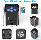 108W LED Par Uplighter Wireless Rgbwa+UV Mah Rechargeable