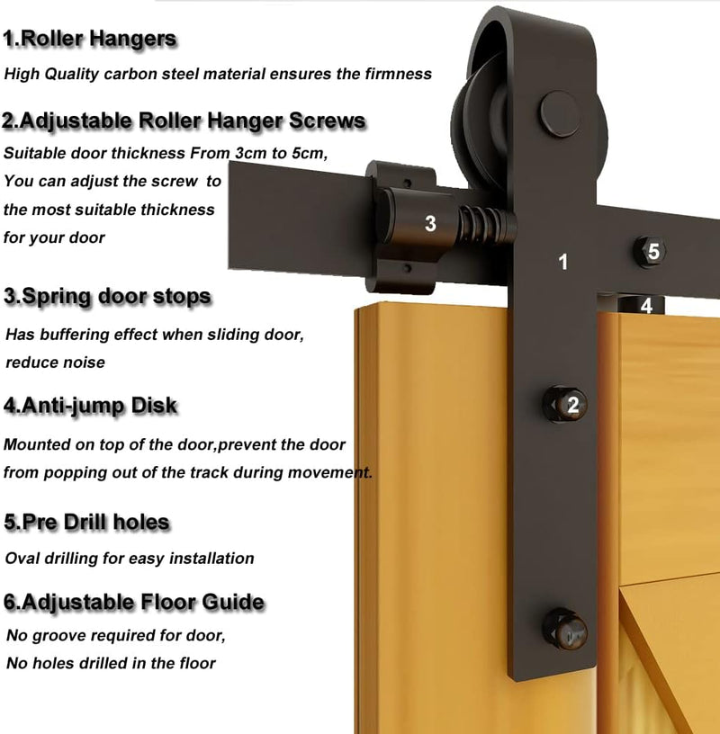 10FT Sliding Barn Wood Door Hardware Closet