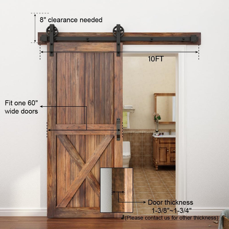 10FT Sliding Door Track Wardrobe Barn Kit