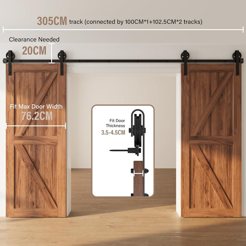 10FT Sliding Door Track Wardrobe Barn Kit