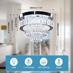11.8" Crystal Chandelier Ceiling Light Living Room LED