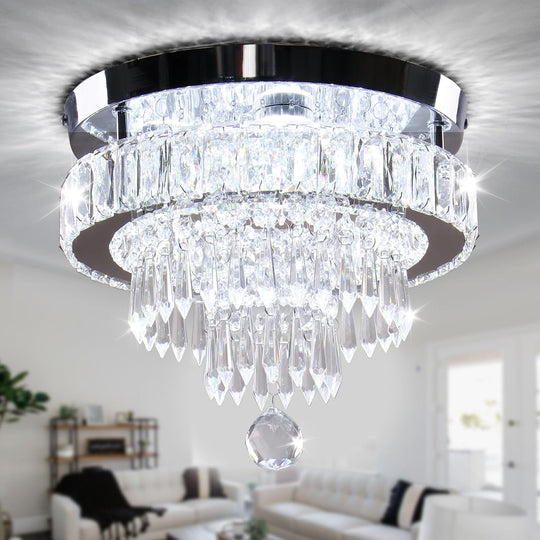 11.8" Crystal Chandelier Ceiling Light Living Room LED