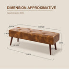 112CM Tufted Faux Leather Bench Modern End