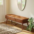 112CM Tufted Faux Leather Bench Modern End