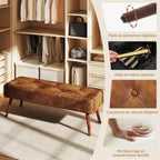 112CM Tufted Faux Leather Bench Modern End