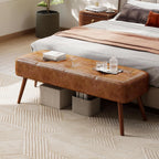 112CM Tufted Faux Leather Bench Modern End
