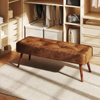112CM Tufted Faux Leather Bench Modern End