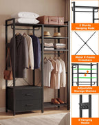 115CM Heavy Duty Clothes Rail with 4 Drawers
