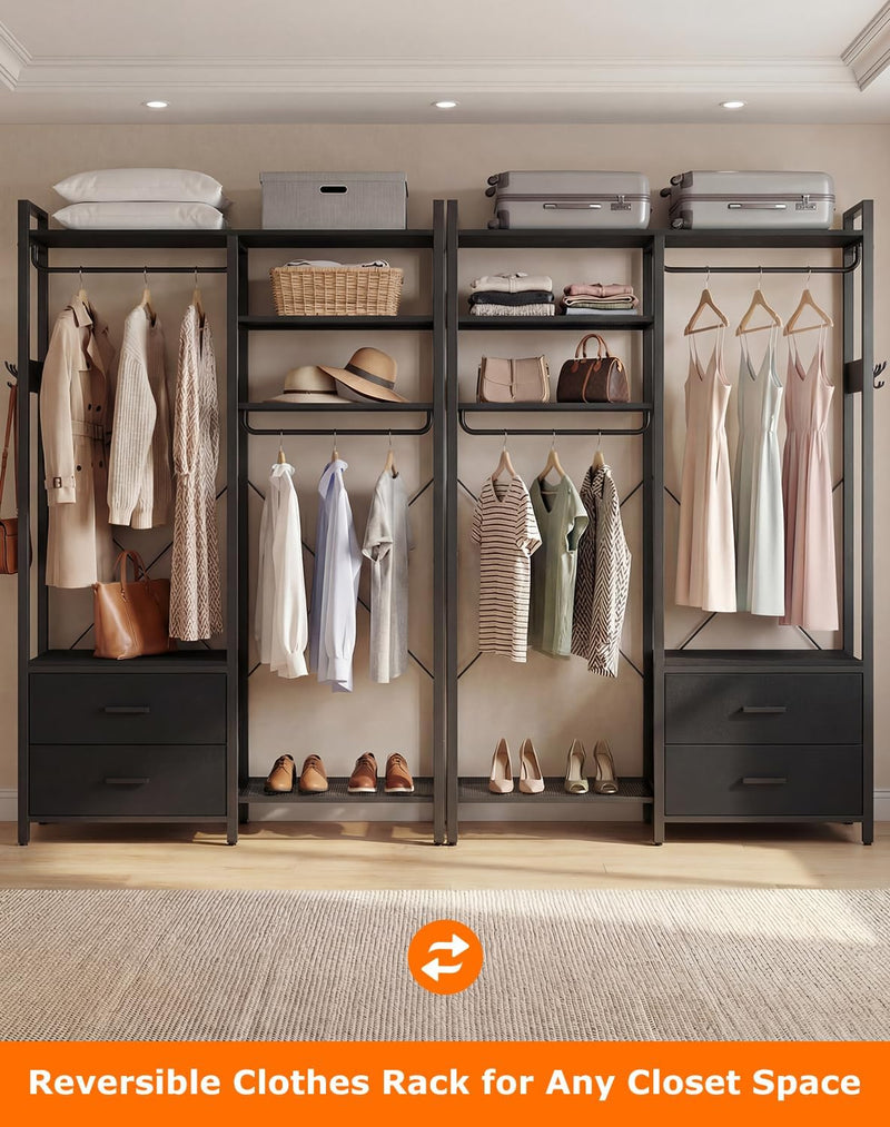115CM Heavy Duty Clothes Rail with 4 Drawers