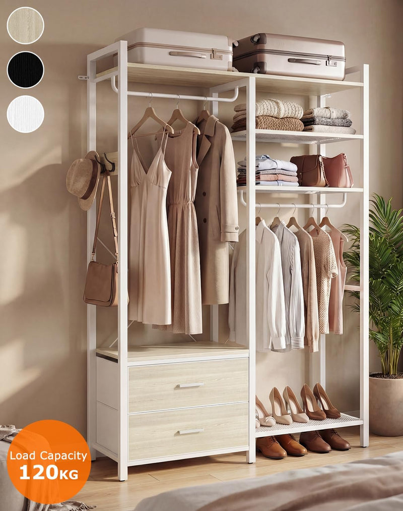 115CM Heavy Duty Clothes Rail with 4 Drawers