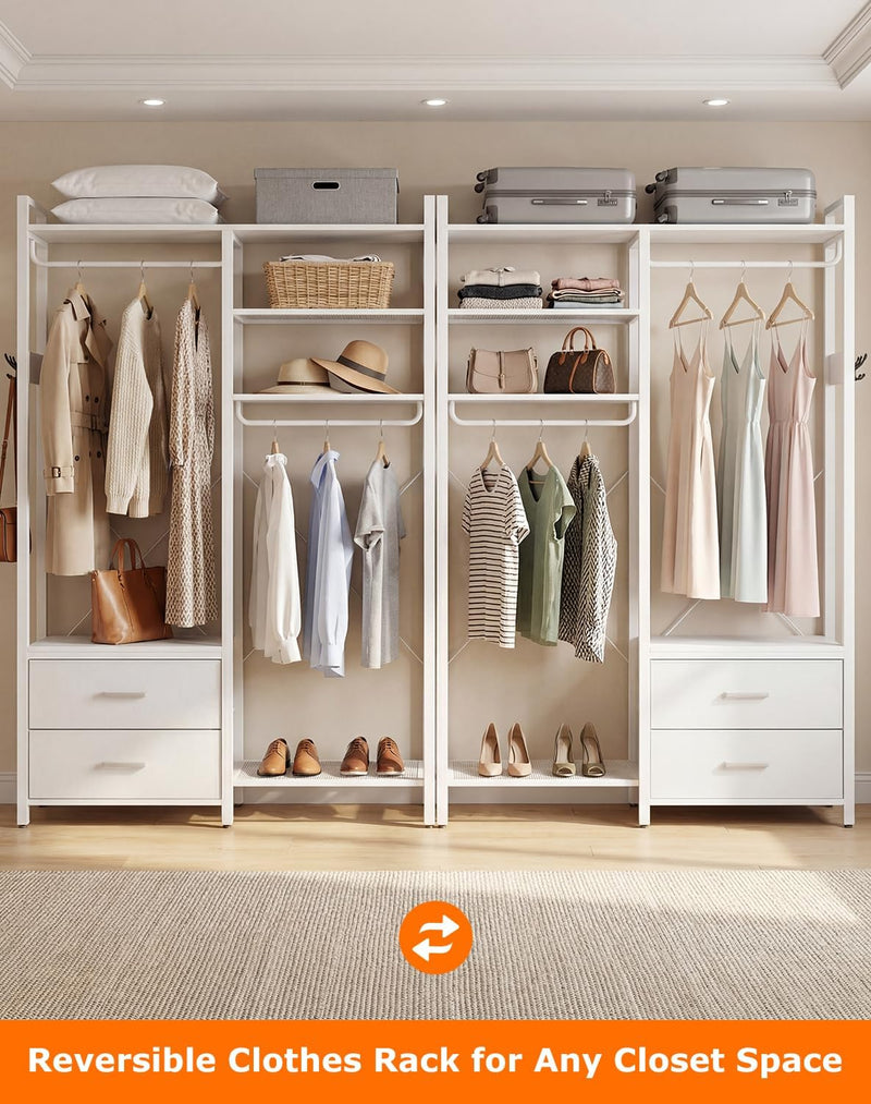 115CM Heavy Duty Clothes Rail with 4 Drawers