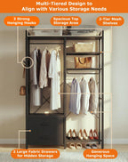 115CM Heavy Duty Clothes Rail with 4 Drawers