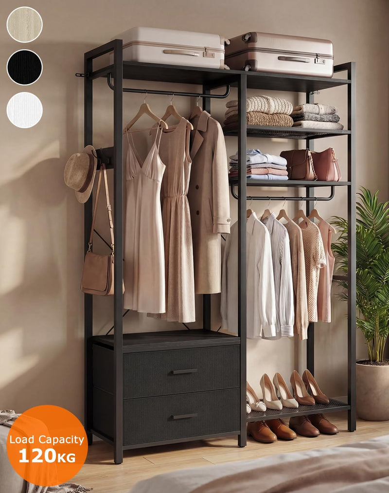 115CM Heavy Duty Clothes Rail with 4 Drawers