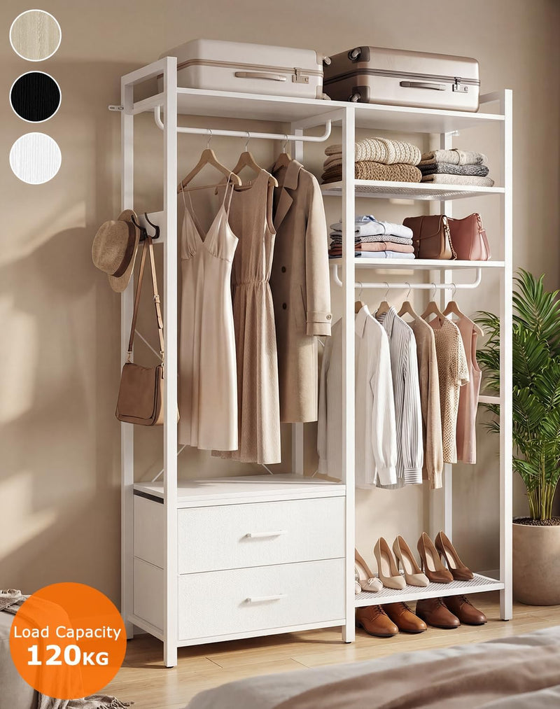 115CM Heavy Duty Clothes Rail with 4 Drawers