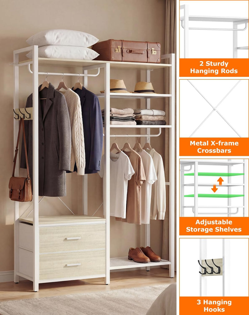 115CM Heavy Duty Clothes Rail with 4 Drawers