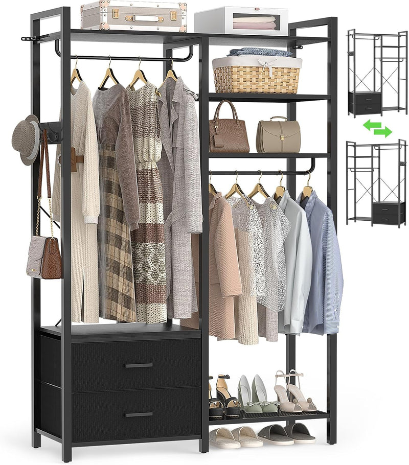 115CM Heavy Duty Clothes Rail with 4 Drawers