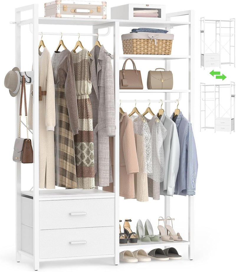 115CM Heavy Duty Clothes Rail with 4 Drawers