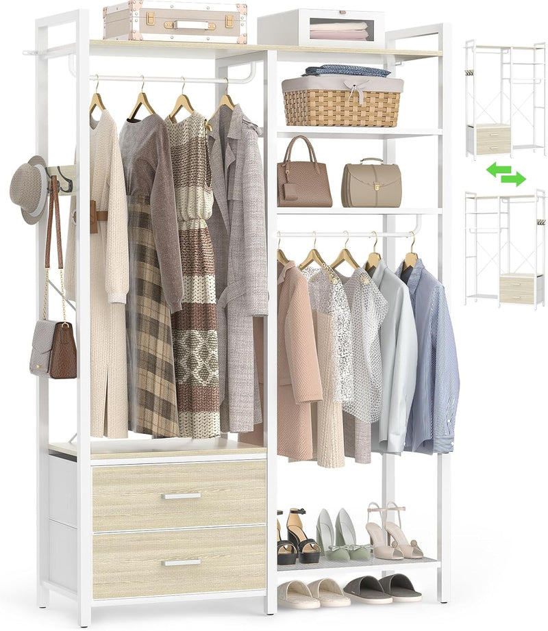 115CM Heavy Duty Clothes Rail with 4 Drawers