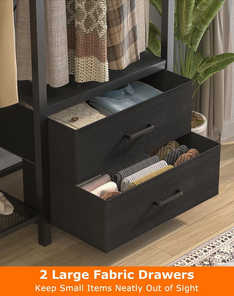 115CM Heavy Duty Clothes Rail with 4 Drawers