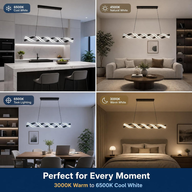 115CM Smart LED Modern Chandelier 50W Dimmable Spiral